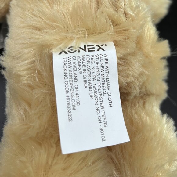 Xenox Smiling Teddy Bear Wearing a Bow Stuffed Animal Plush Toy Beige - Picture 9 of 11
